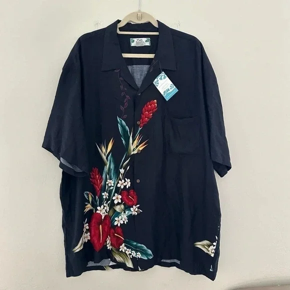 Two Palms Aloha Hawaiian Floral Rayon Shirt 2XL - Picture 1 of 9
